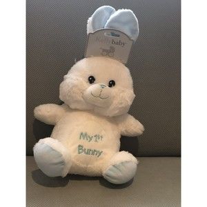 NEW! Infant Baby Boy Kellybaby "My 1st Bunny" EASTER RATTLE Plush BUNNY Toy NWT